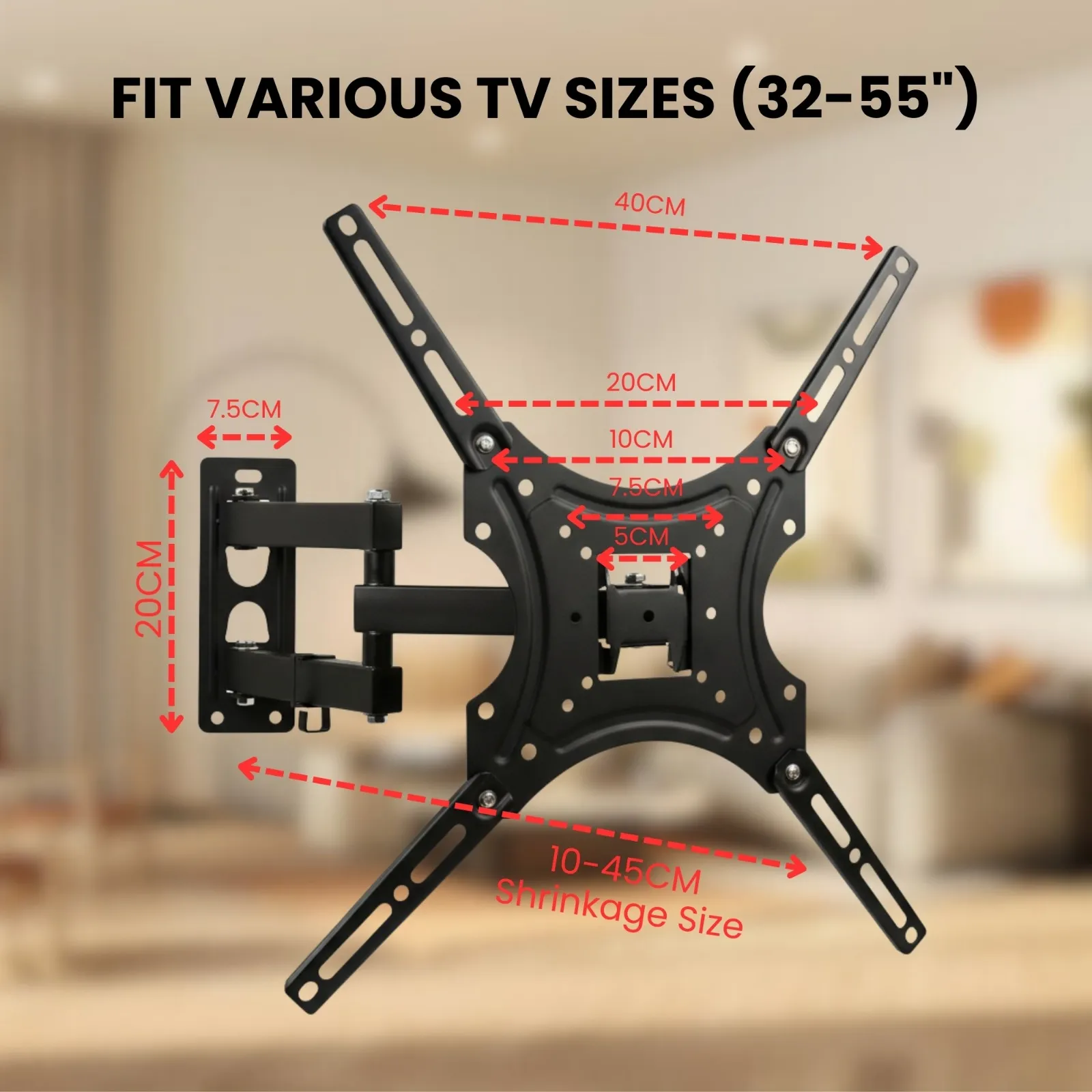 Wall Mount Kit 32" To 55" | Moveable and Adjustable view 2